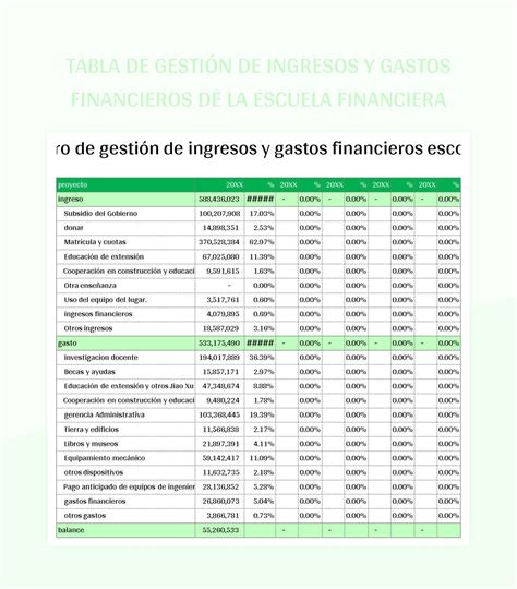 Plantilla De Excel Tabla De Gesti N De Ingresos Y Gastos Financieros De