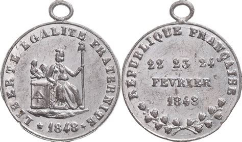 Frankreich Medaille 1848 Deuxième République Révolution Journées de