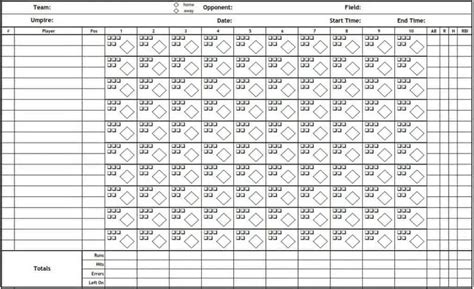 Printable Scorecard Baseball - Printable Calendars AT A GLANCE