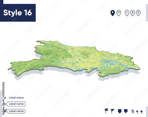 Hubei, China - map with shaded relief, land cover, rivers, mountains ...