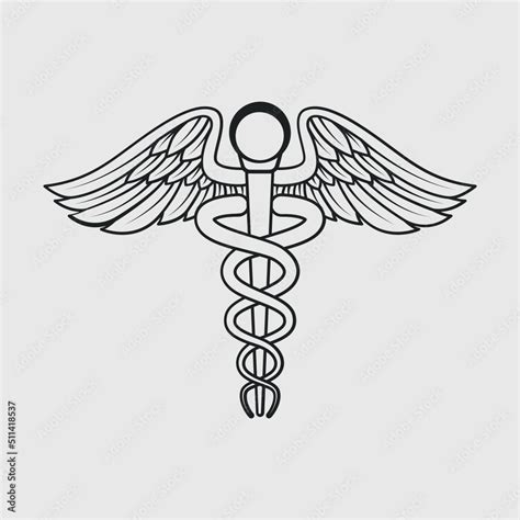 Vettoriale Stock Caduceus Symbol Outline Svg Bundle Cut File Caduceus