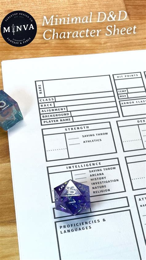 Minimal Dnd Character Sheet Dungeons And Dragons D D Dnd Etsy Dnd