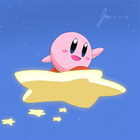 Kirby Riding on the Warp Star by jujumays on DeviantArt