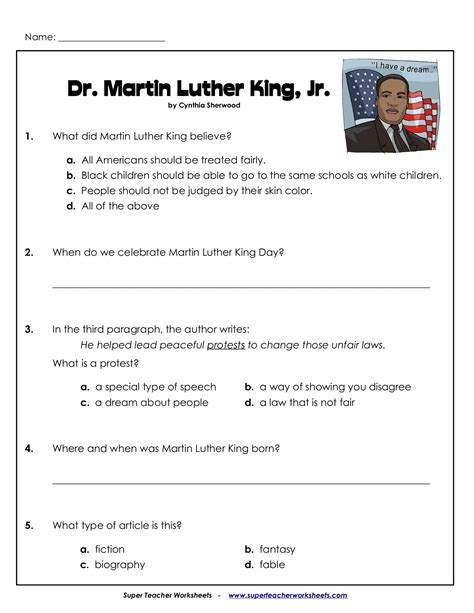 Free Martin Luther King Jr Worksheet With Answer Key Download Free Martin Luther King Jr