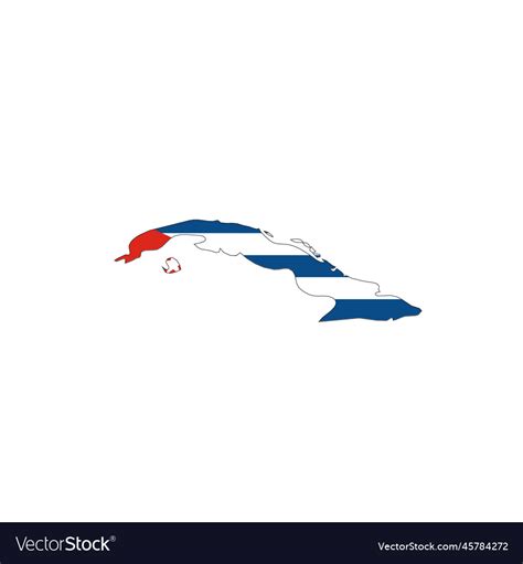 Cuba National Flag In A Shape Of Country Map Vector Image