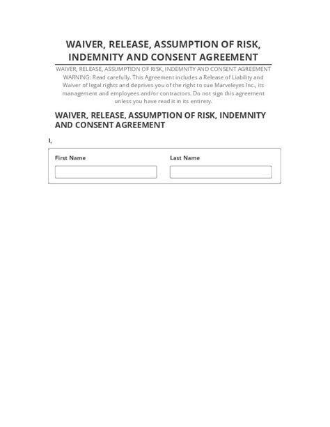 Integrate Waiver Release Assumption Of Risk Indemnity And Airslate