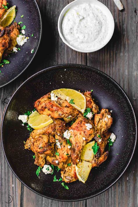 Greek Baked Chicken Wings Recipe With Tzatziki Sauce The Mediterranean Dish