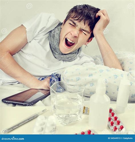 Sick Young Man Stock Image Image Of Shirt Home Diseased 54544913