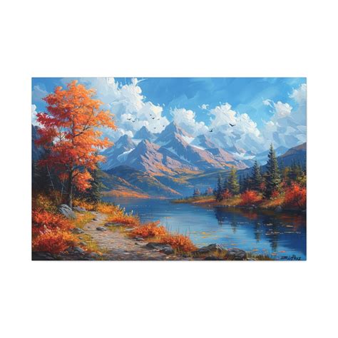 Bob Ross Oil Painting Nature Landscape Wall Art Snow Mountain Range Artwork Vintage Home Decor ...