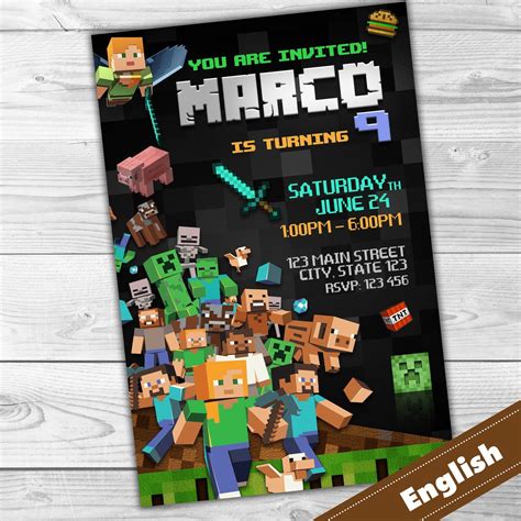 Minecraft Invitation Mine Invitation Ready To Print Invitation