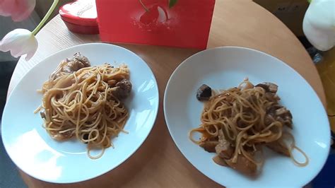 Спагетти с мясом и грибами, рецепт 18.03.24. Spaghetti with meat and ...