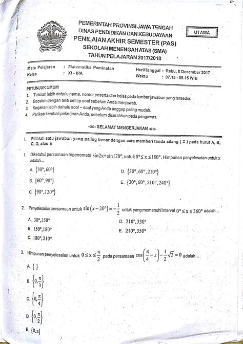 Contoh Soal Matematika Wajib Kelas Semester Homecare