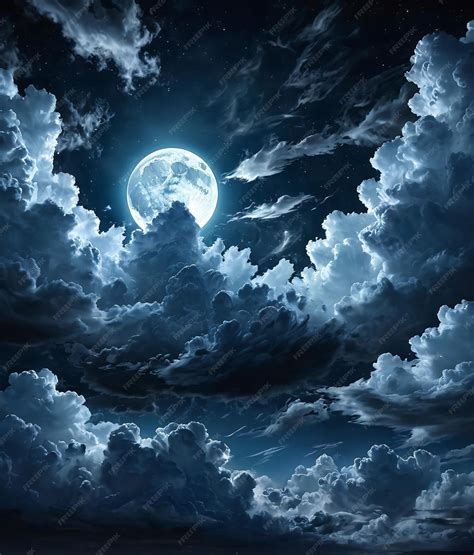 Premium Photo | Sky clouds texture background pattern a full moon in ...