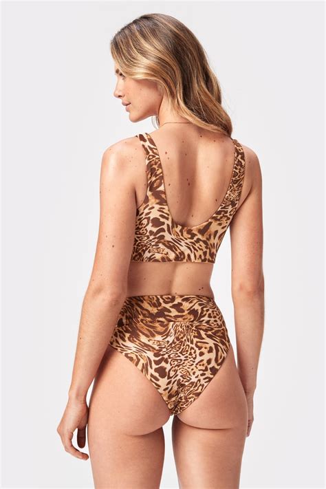 High Waist Bikini Bottom Distorted Leopard Print I Hoge Taille Design I Stronger