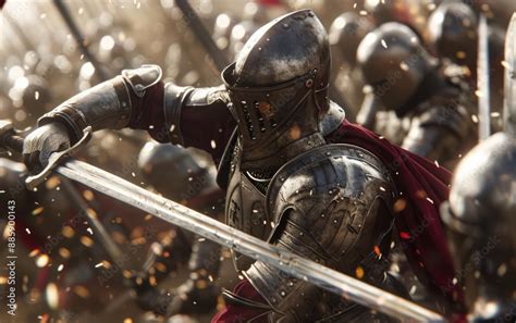 medieval knights  full armor engaged   epic battle scene