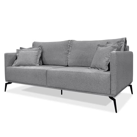 Sofa Dois Lugares Cinza - Sofá 2 Lugares 160cm Pés de Metal Vecchia S06 Linho Cinza - Mpozenato ...