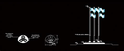 Mastiles Para Banderas Con Base Granitica En Dwg Kb Librer A Cad