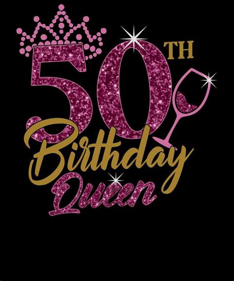 50th Birthday Queen Rhinestone And Glitter Birthday T Shirt Design