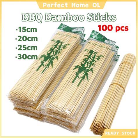 Pcs Bbq Bamboo Skewers Round Inch Bbq Stick Disposable