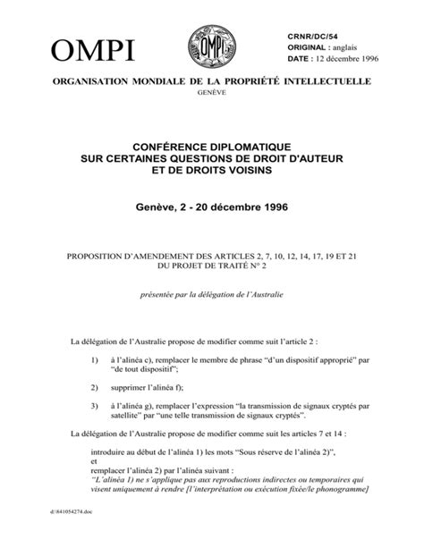 CRNR DC 54 Proposition D Amendement Des Articles 2 7