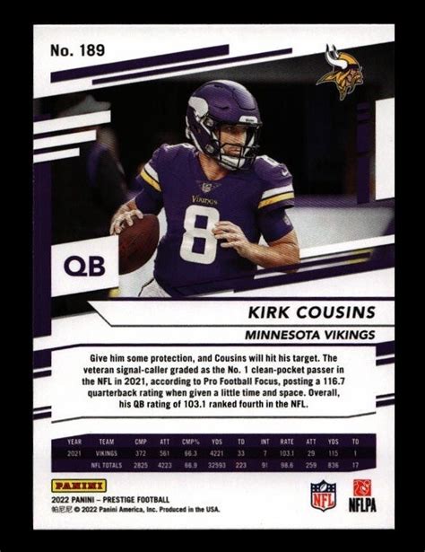 Panini Prestige Kirk Cousins For Sale Online Ebay