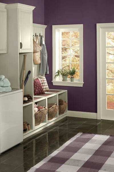 Plum And White Mudroom Hallway Colour Schemes Room Hallway Colours