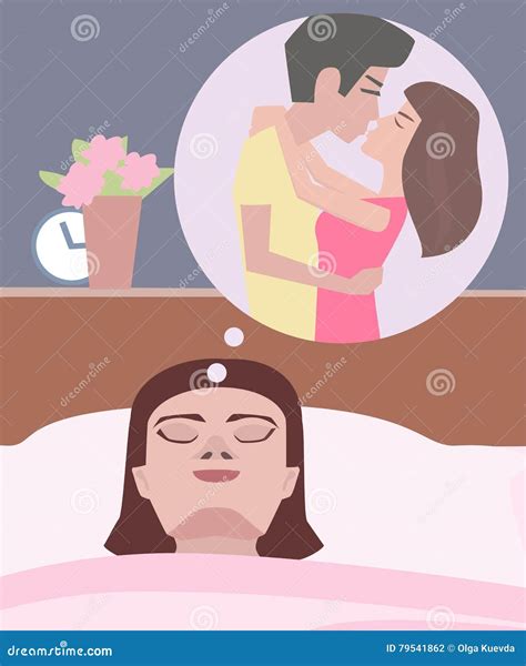 Woman Dreaming About Love Stock Vector Illustration Of Romantic 79541862