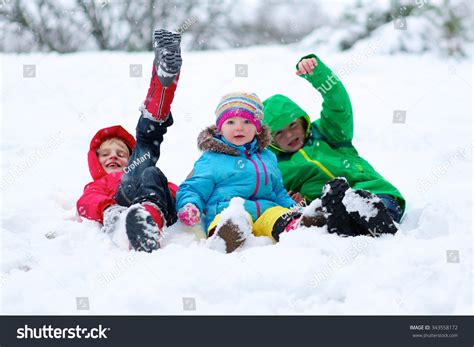 Happy Kids Playing Outside Winter Joyful Stock Photo 343558172 ...