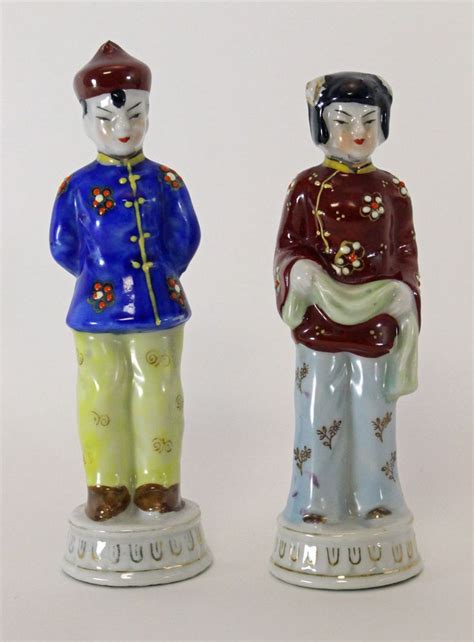 Vintage Porcelain Asian Man And Woman Figurines Made In Occupied Japan Occupied Japan Vintage