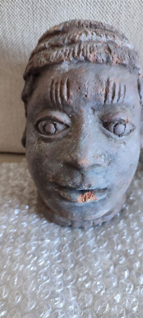 Antique Appraisals Online Very Rare Edo Terracotta Head Statue From