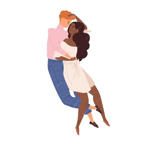 Premium Vector Young Modern Heterosexual Man And Woman Hugging And