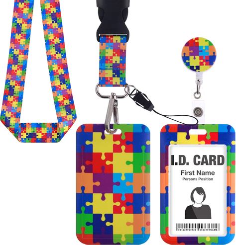 Amaxiu Colorful Puzzle Badge Holders With Breakaway