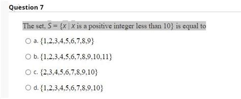 Solved The Set S Xx Is A Positive Integer Less Than 10 Chegg