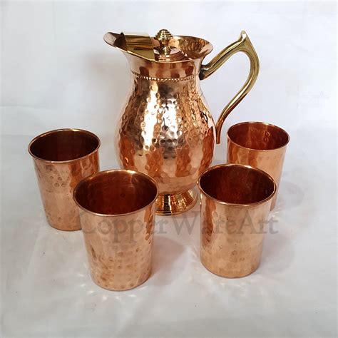 Pure Copper Hammered Jug Traditional Vintage Copper Water Pot