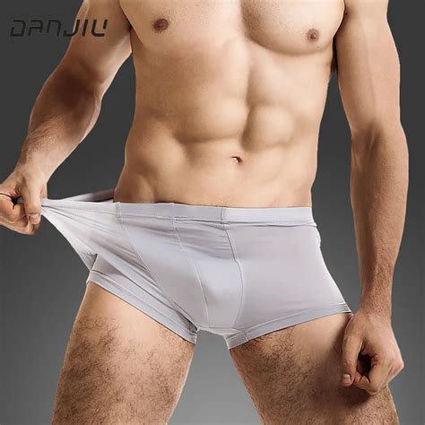 Danjiu Ice Silk Solid Men Underwear Summer New Seamless Man Boxer