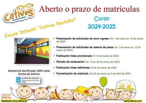 Plazos De Matrícula Para El Curso 2024 2025 En Las Escuelas Cativos Escuelas Infantiles Cativos