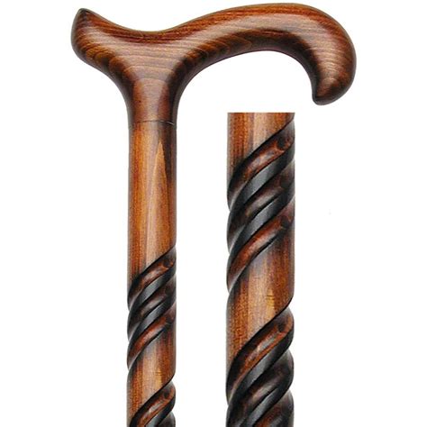 Deluxe Cherry Stain Spiral Derby Handle Walking Cane Fashionable Canes