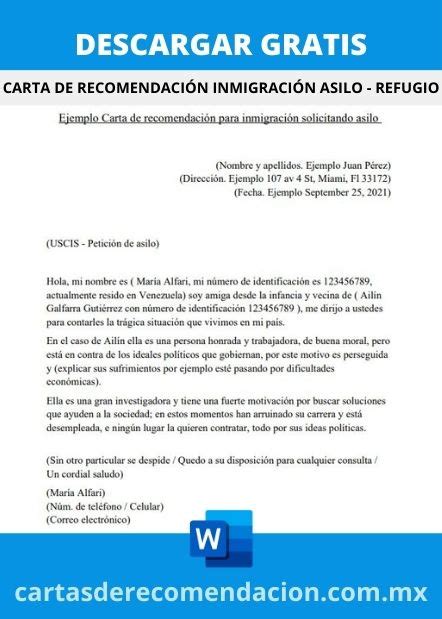 Cartas De Recomendación Inmigración Ejemplos ️ 2025