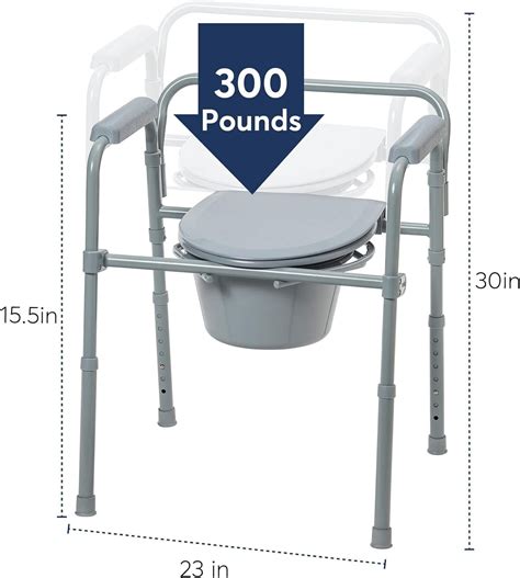 Drive Medical 11148 1 Folding Steel Bedside Commode Chair Portable