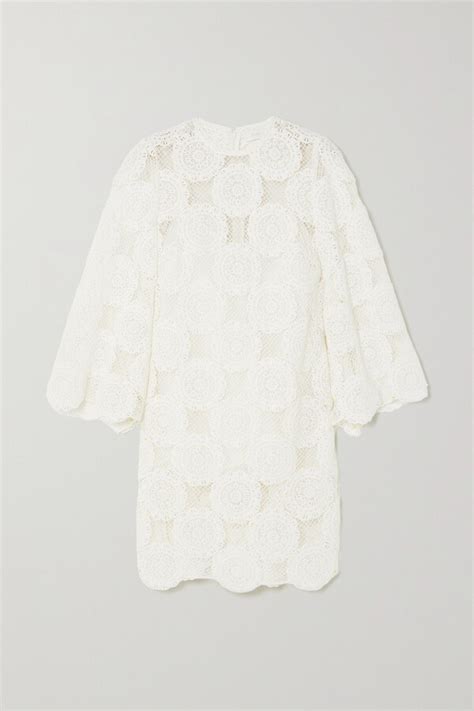 Zimmermann Junie Crocheted Cotton Mini Dress Ivory Shopstyle