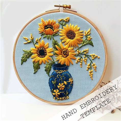 Sunflower Embroidery Pattern Etsy