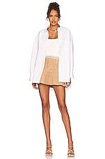 More To Come Chloe Pleated Hem Skirt In Nude Revolve