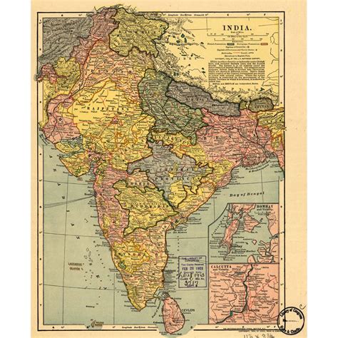 India Wall Map 1903 The Map Shop