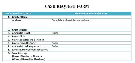 Cash Request Slip Template Excel Pdf Formats