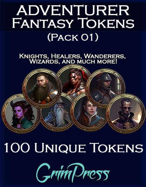 Fantasy Token Pack Adventurer 01 Grim Press Stock Art Fantasy