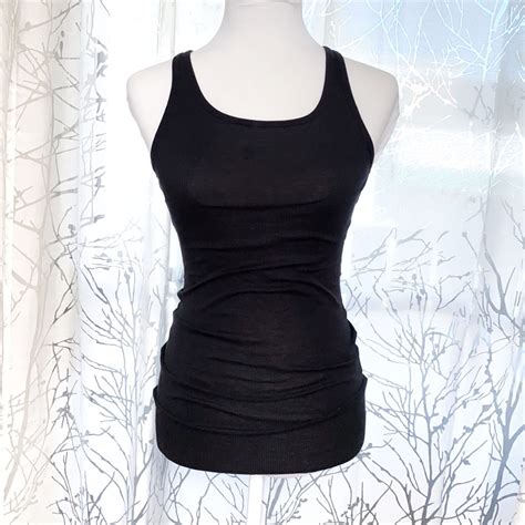Haute Hippie Nude Plain Black Scoop Neck Ribbed Tank Gem