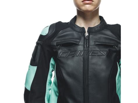 Motorradjacke Dainese Racing 4 Lady Leather Jacket Black Acqua Green