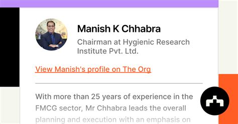 Manish K Chhabra Chairman At Hygienic Research Institute Pvt Ltd