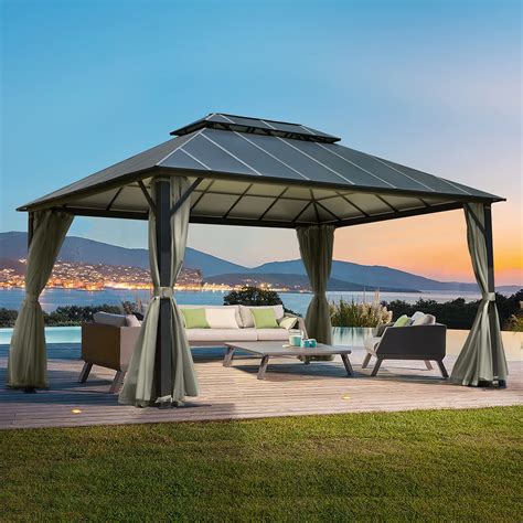 Buy Mellcom 12x16ft Hardtop Gazebo Permanent Outdoor Aluminum Patio Gazebo With Aluminum