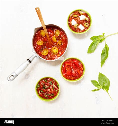 Four different types of tomato sauce Stock Photo - Alamy